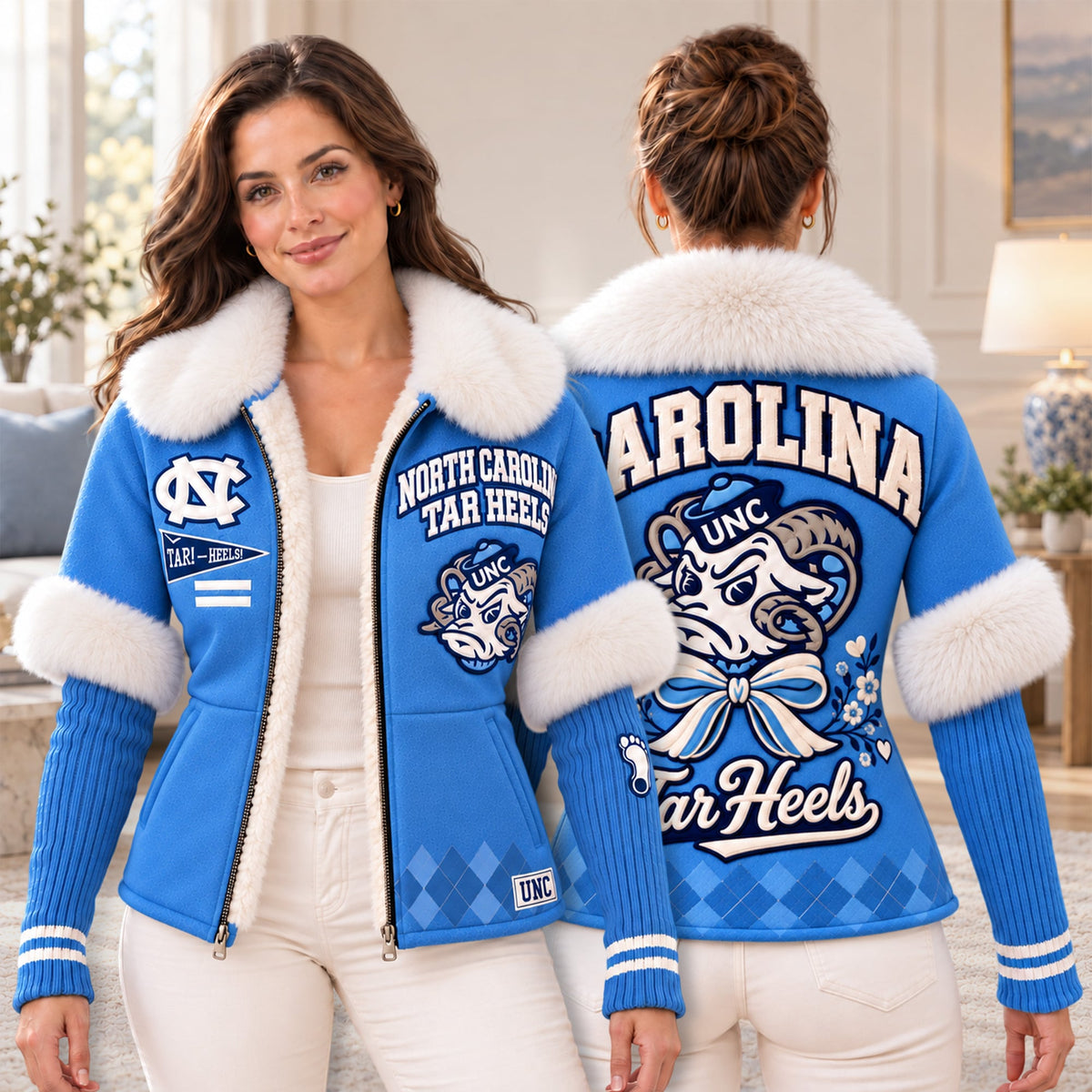 Premium UNC Plush Collar Knit Sleeve Jacket PVNA
