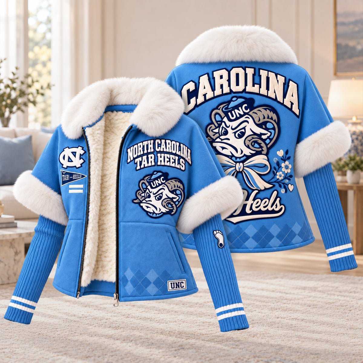 Premium UNC Plush Collar Knit Sleeve Jacket PVNA