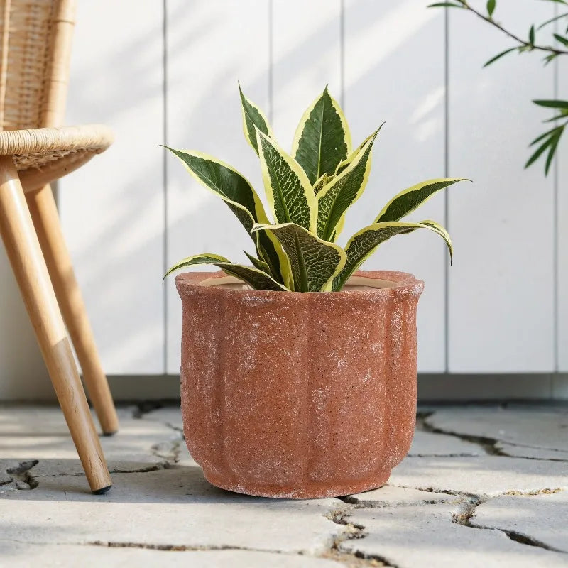 8in Terracotta Flower Planter Pot Ceramic Drainage Hole with Plug Included